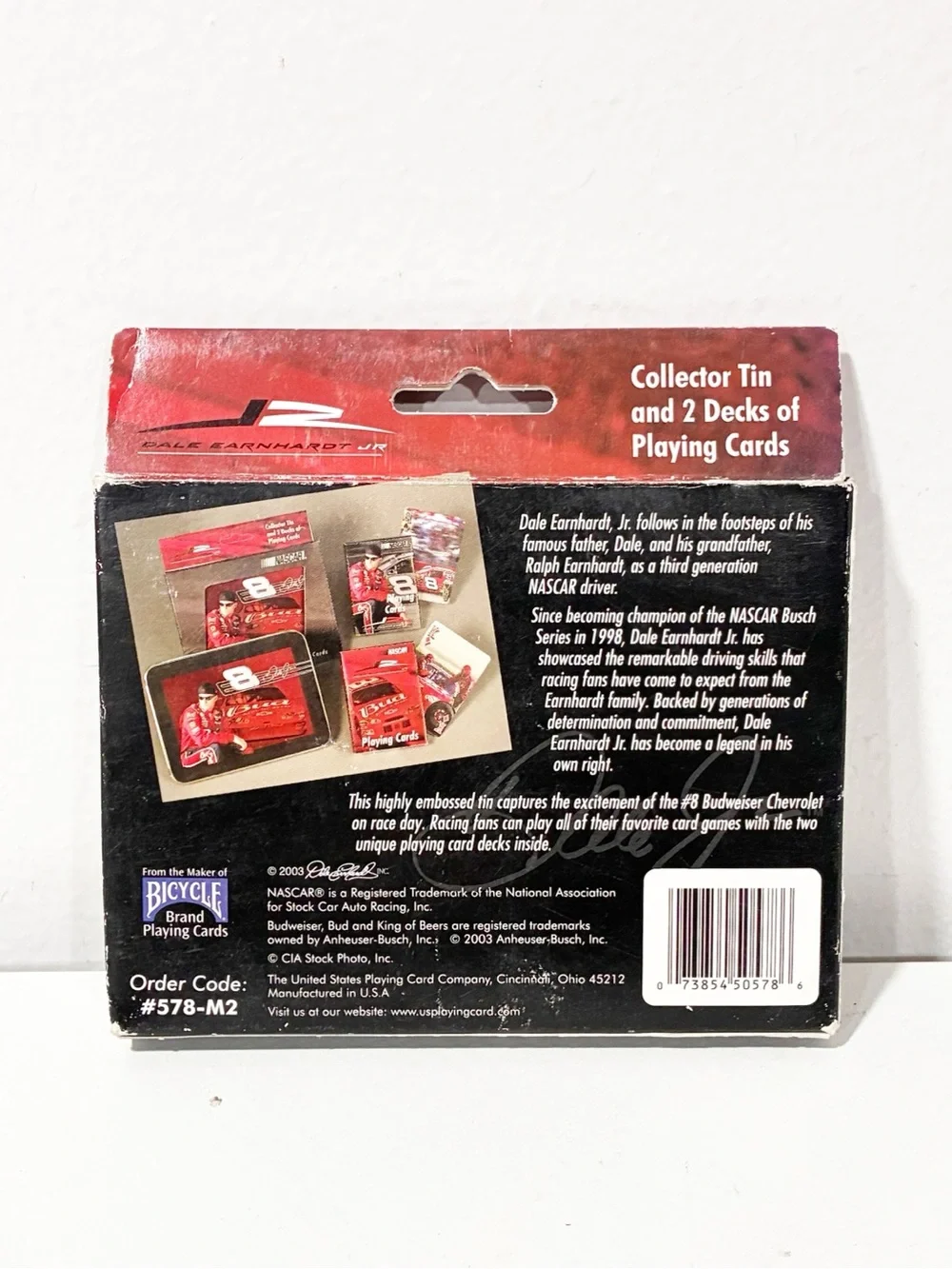 Nascar #8 Dale Earnhardt Jr. 2 Decks of Playing Cards In Tin 2003 Bicycle NEW